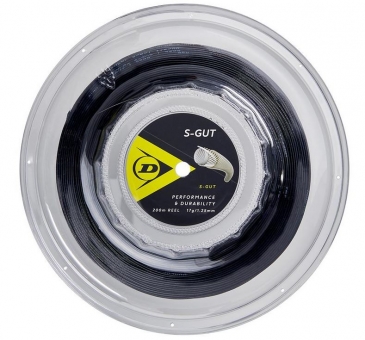 Tennissaite - Dunlop - S-GUT - 200 m schwarz | 16G / 1,32 mm