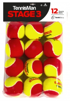Tennisballs - TENNISMAN STAGE 1 - yellow with green point - 12 pcs. 