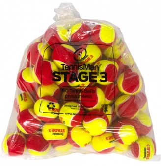 Tennisbälle - TENNISMAN STAGE 3 gelb/rot - 60er Pack 